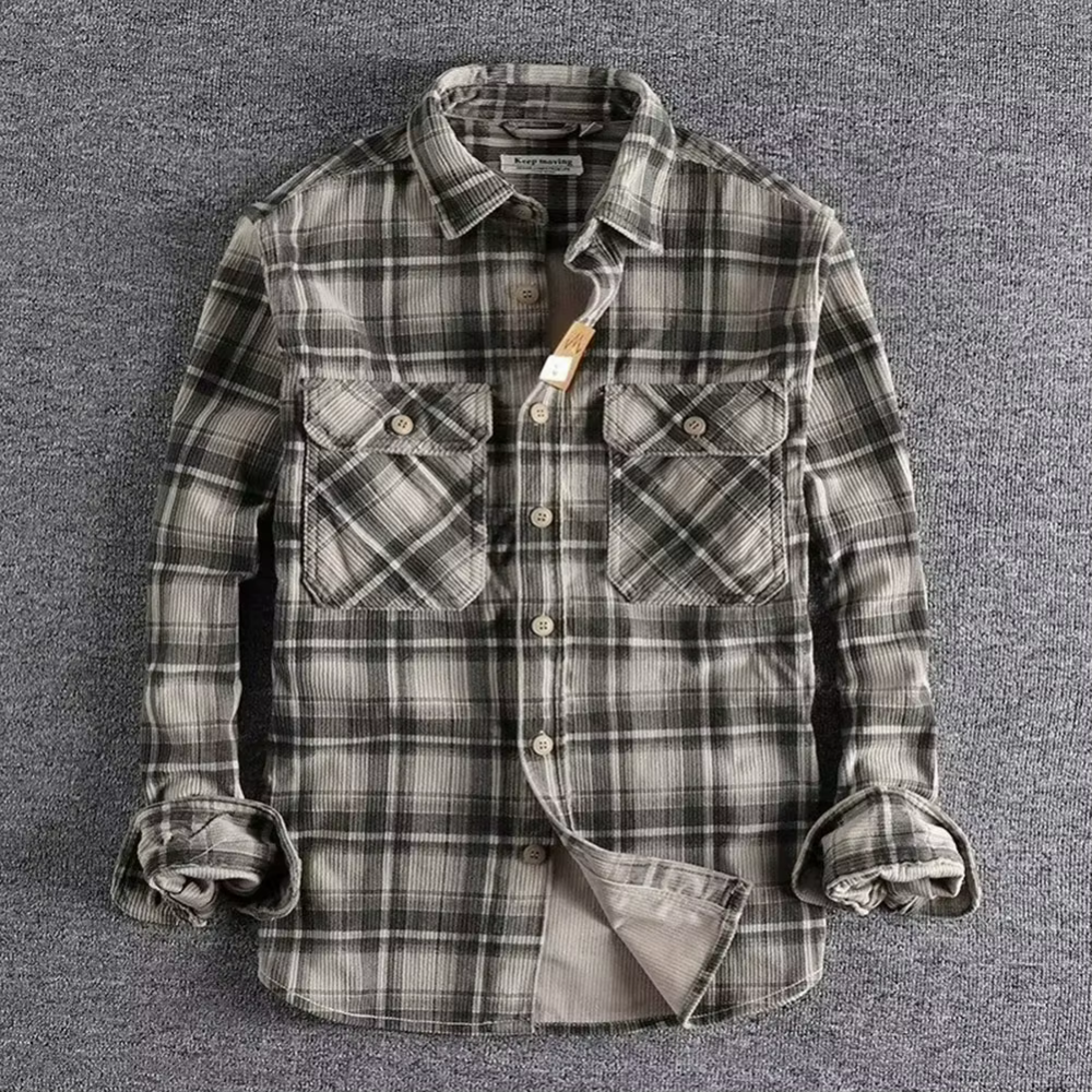 Levoire | Chemise à carreaux en flanelle Gris