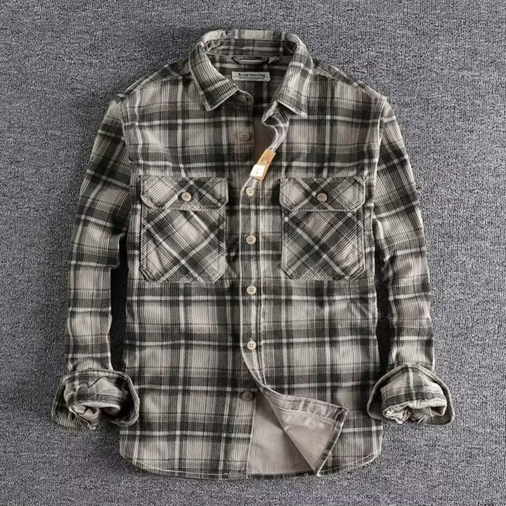 Levoire | Chemise à carreaux en flanelle Gris