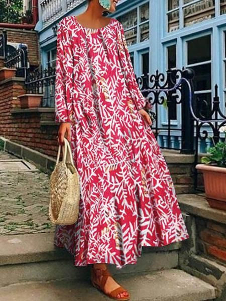 Levoire | Rento Longue Manche Robe Maxi Fluid Rot