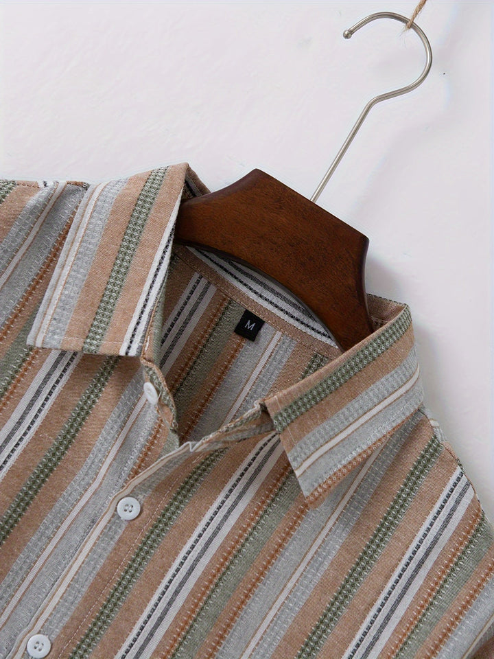 Levoire | Chemise En Coton Lin Rayée Pour Hommes Pour Un Look Décontracté