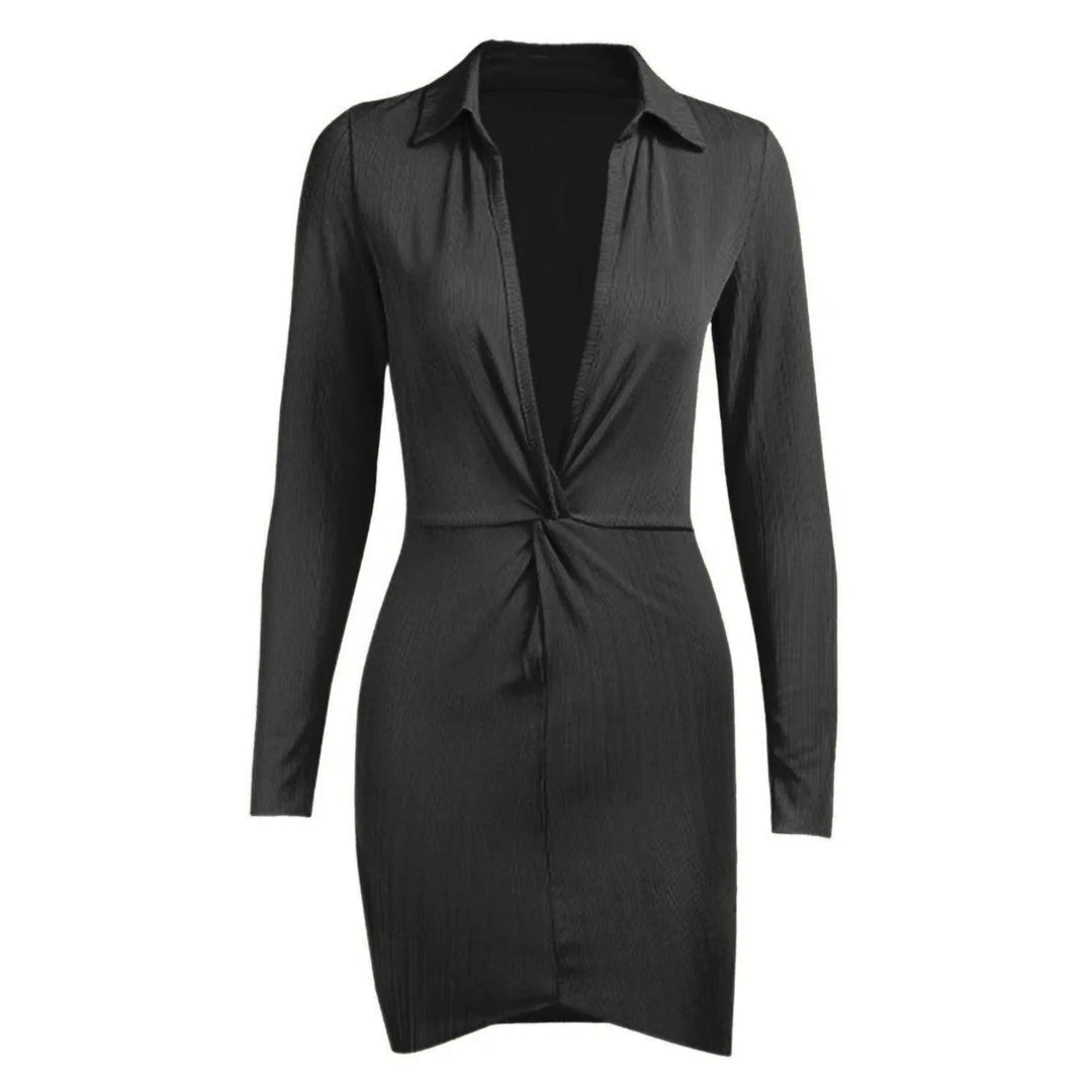 Levoire | Rippoptik Profond V-Manches Longues Mini Robe