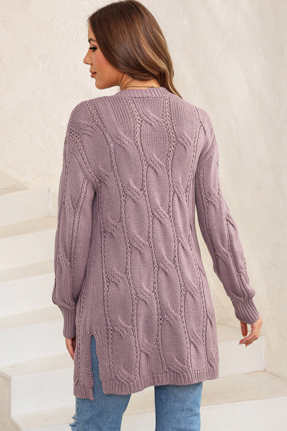 Levoire | Tricot Câble Taille Surdimensionnée Écharpe Fendue Pour Un Superposé Confortable