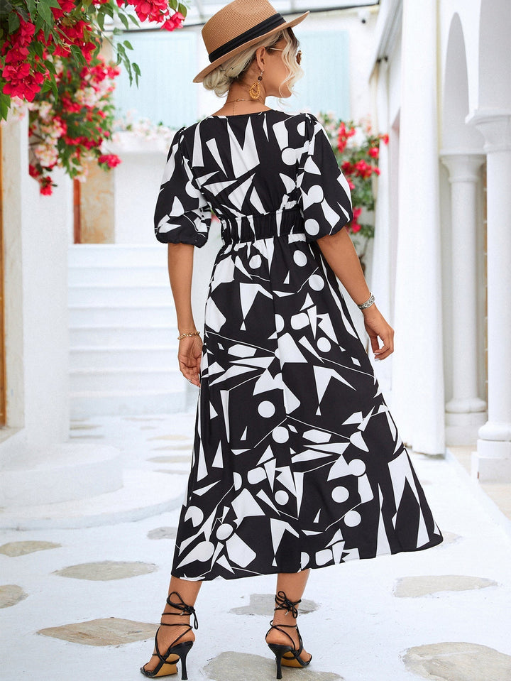 Levoire | Robe Avec Motif Géométrique Et Décolleté En V