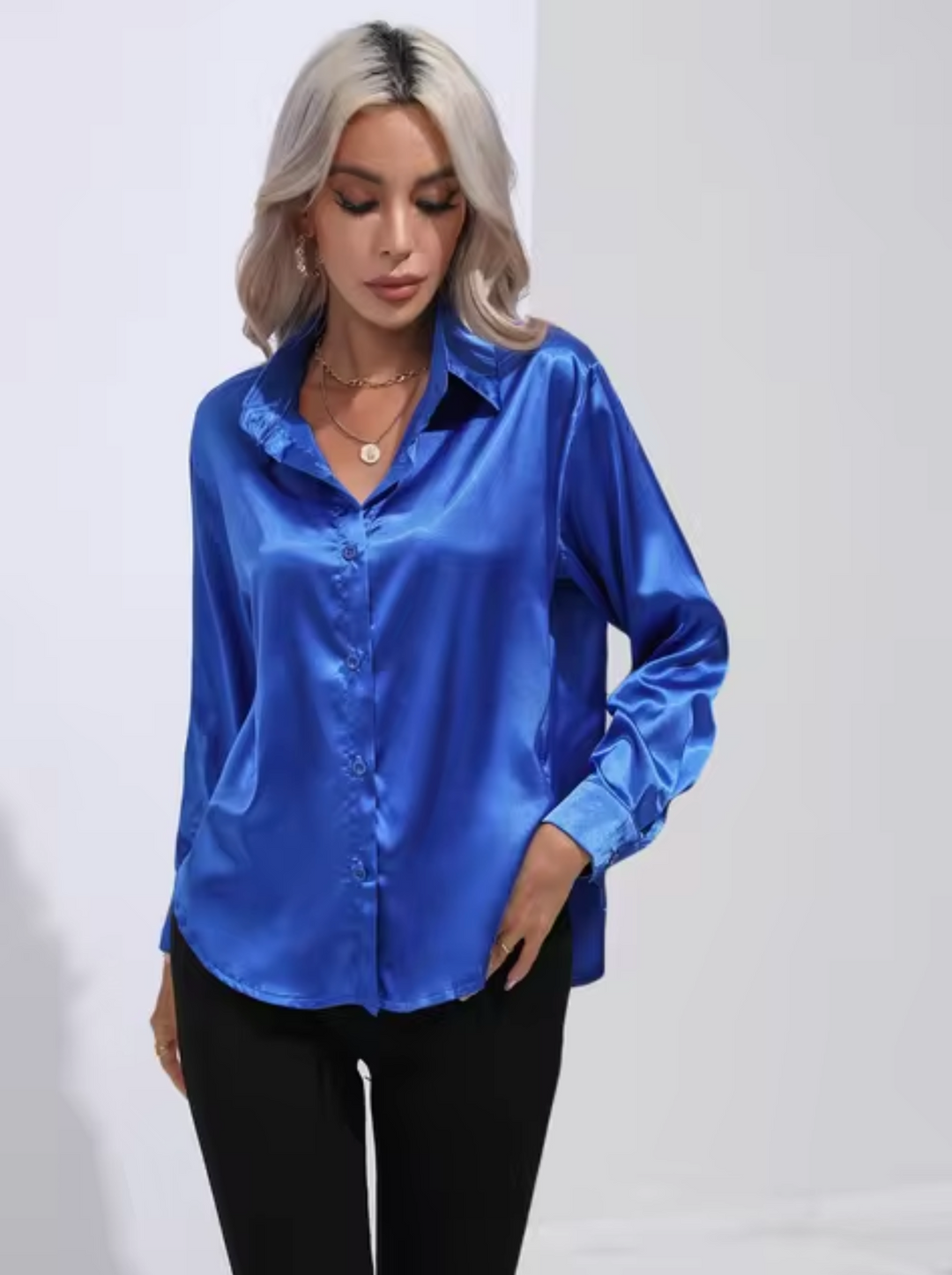 Levoire | Chemisier Luxe Avec Manches Longues Bleu roi