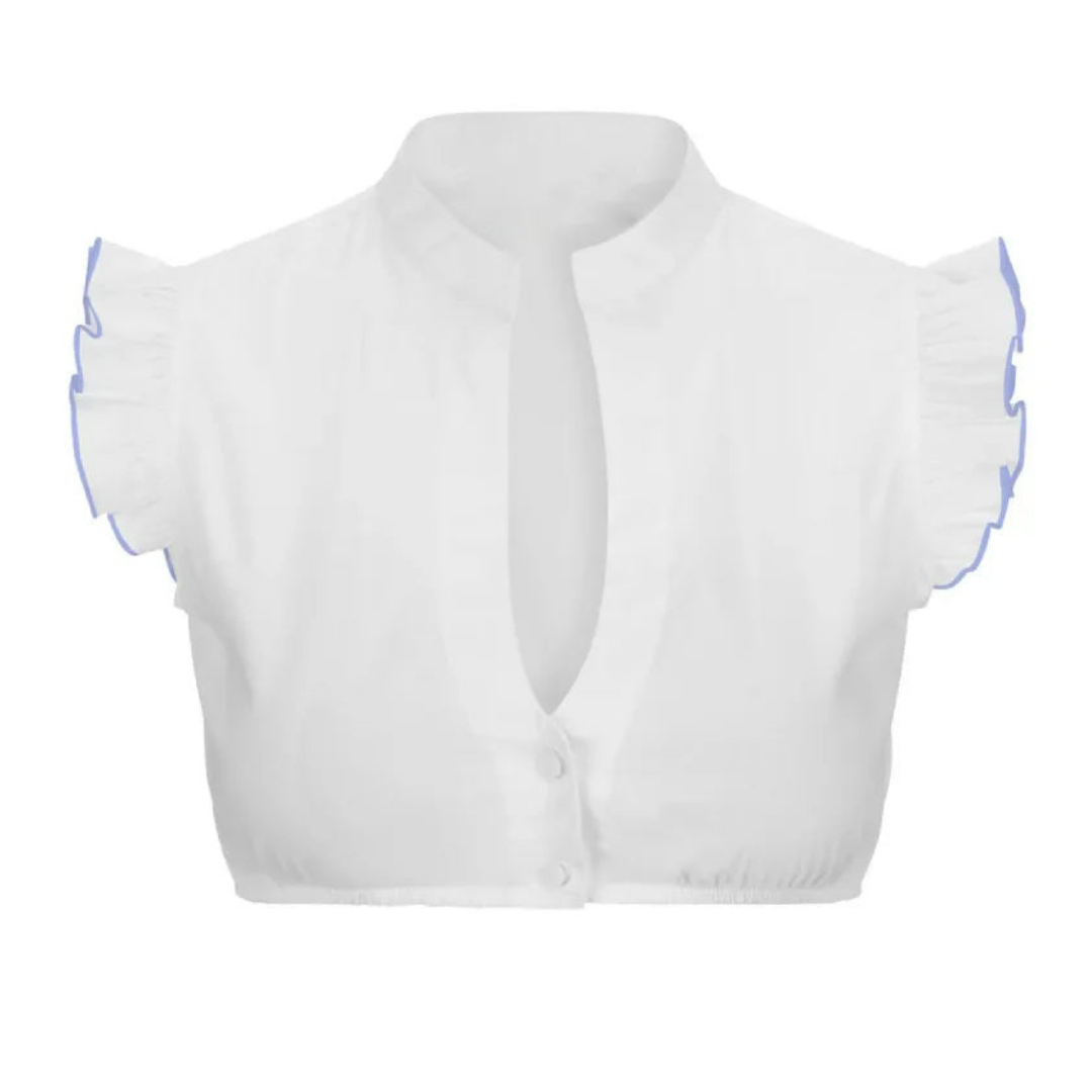 Levoire | Blouse Dirndl À Manches Courtes Pour Femmes Ciel Bleu