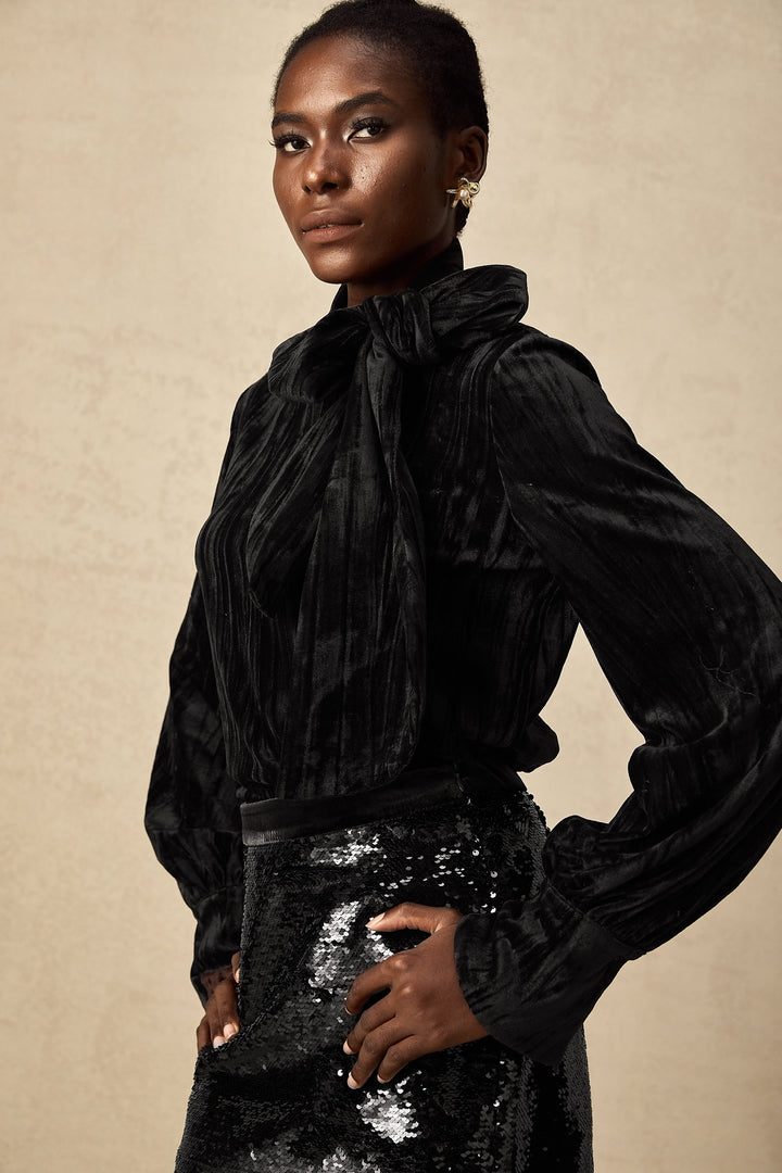 Levoire | Blouse En Velours Pailleté Et Jupe Ensemble Assorti