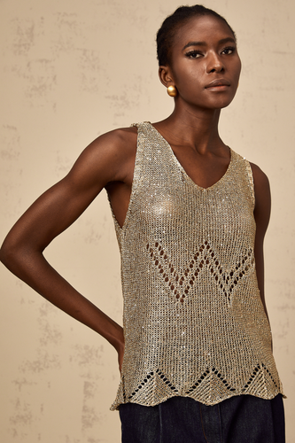 Levoire | Top En Crochet À Paillettes Dorées