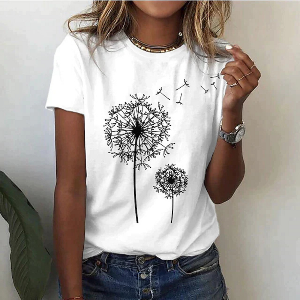 Levoire | T-Shirt à manches courtes imprimé décontracté Blanc