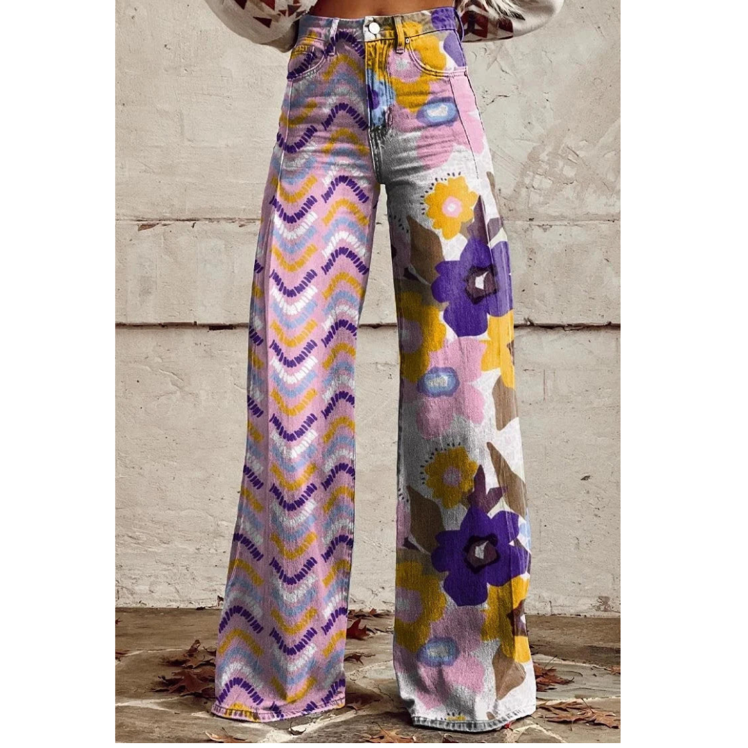 Levoire | Pantalon Large Femme Motif Abstrait Rose