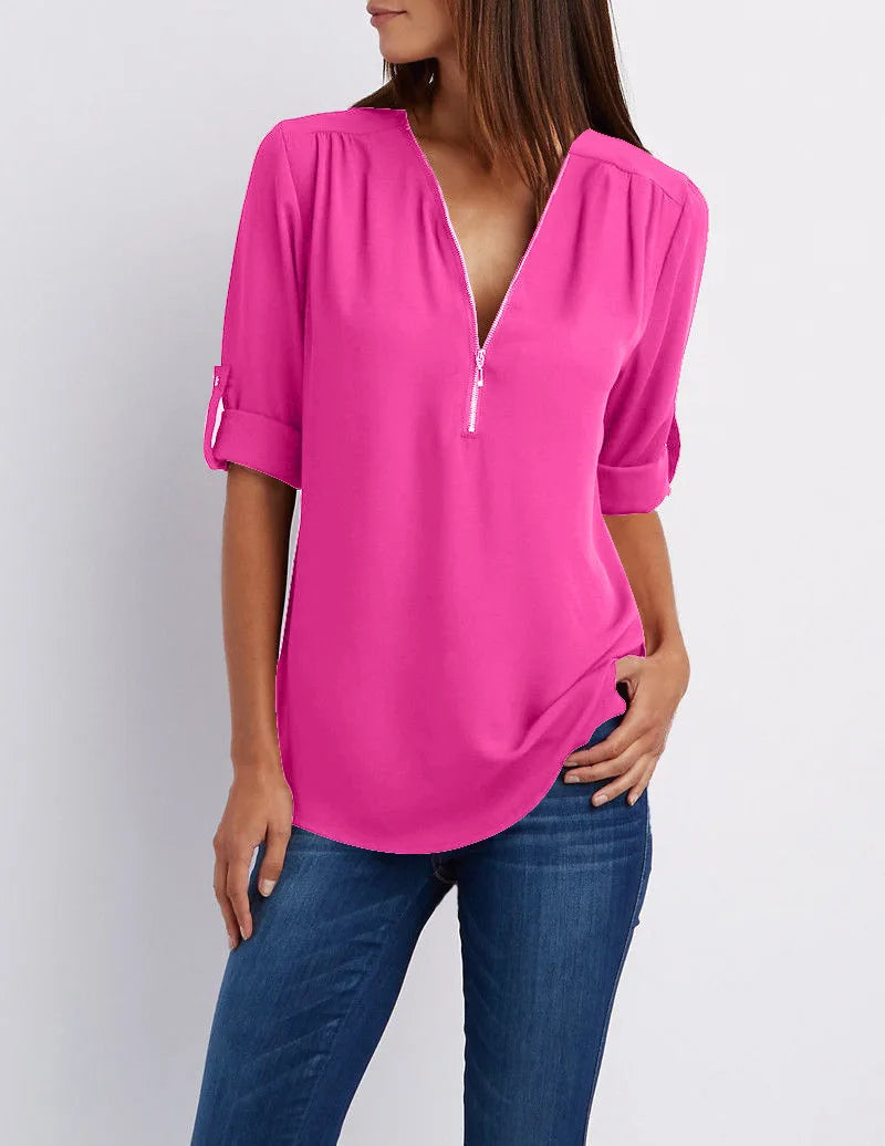 Levoire | Douce Blouse En Grandes Tailles - Décontractée Et Stylée Fuchsie