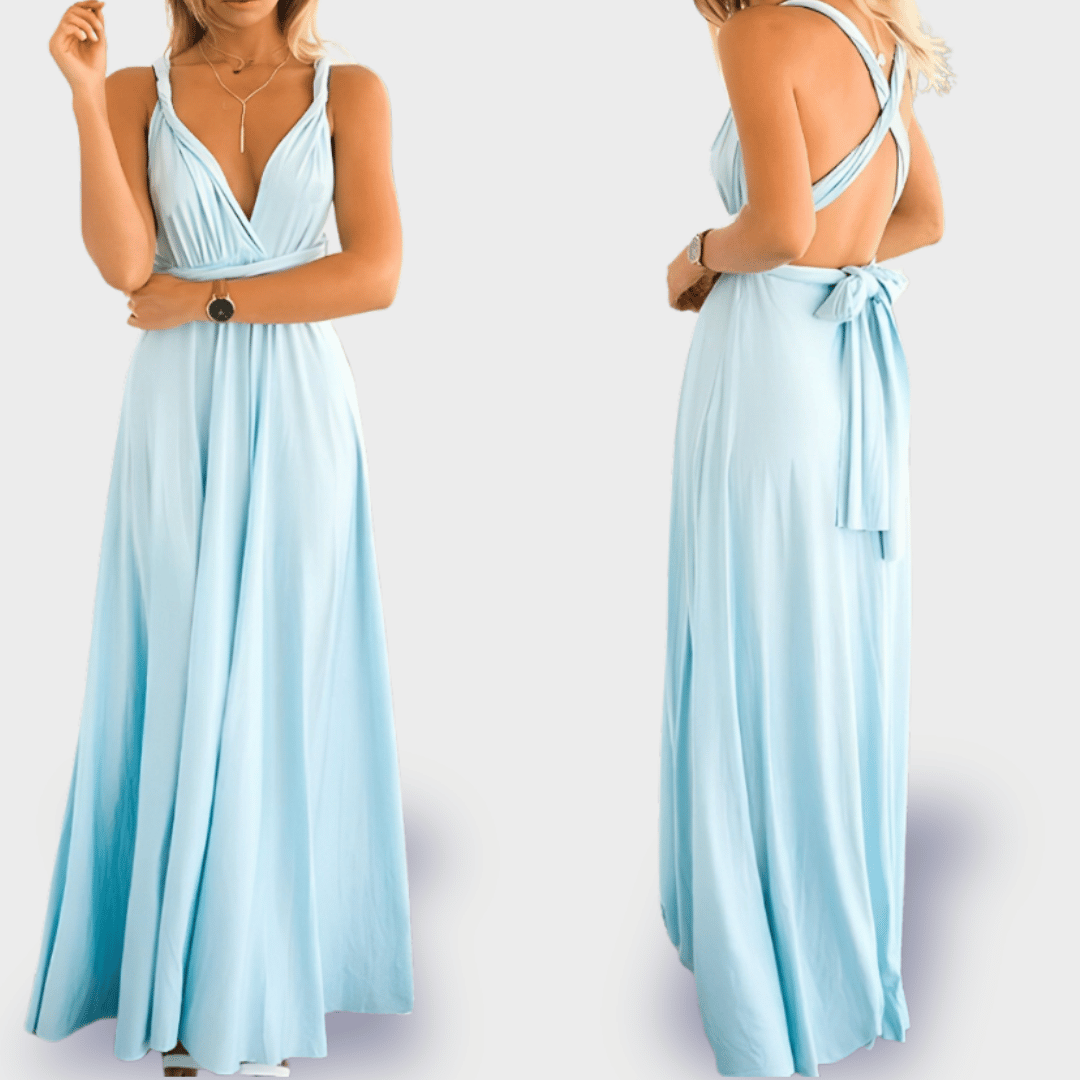 Levoire | Robe Portefeuille En Tissu Premium Pour Des Apparitions Élégantes Bleu clair