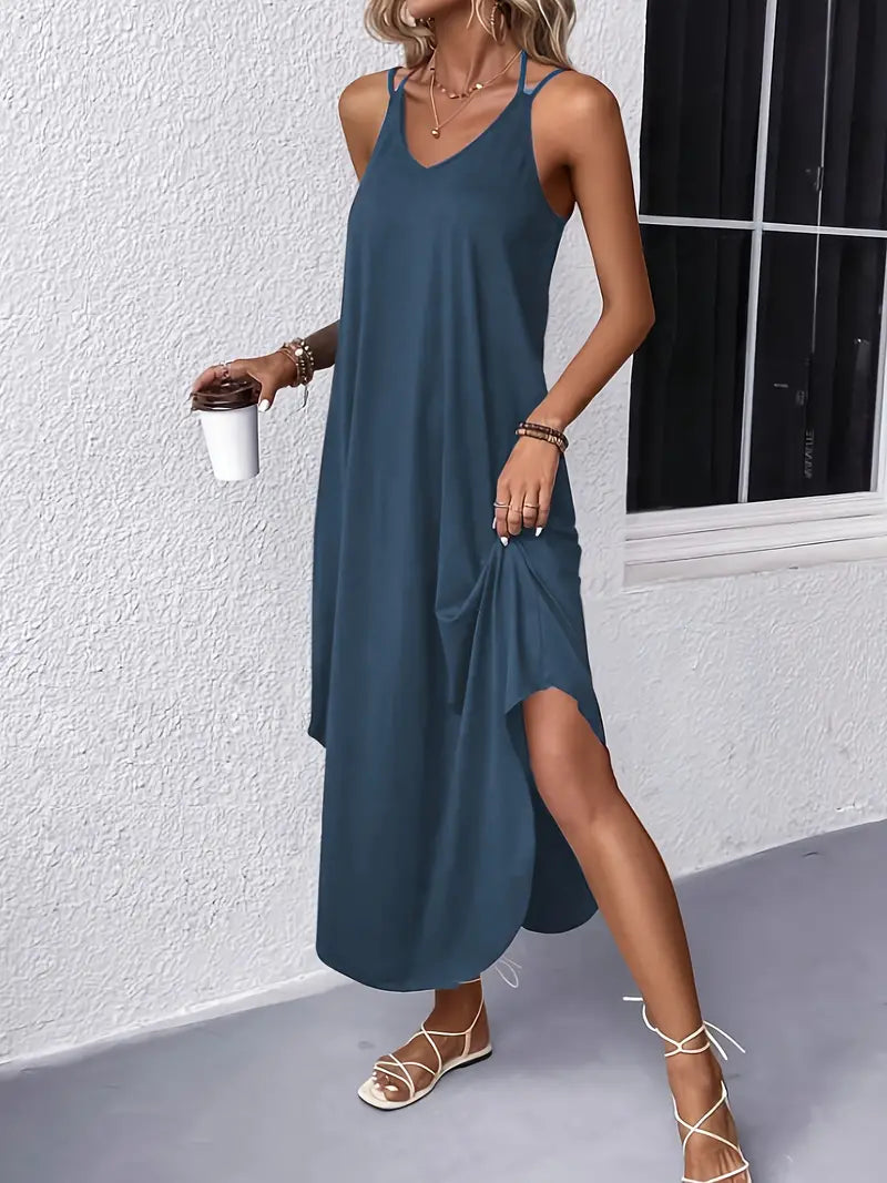 Levoire | Robe Cami À Décolleté En V Aérienne Pour Femmes Marine bleu