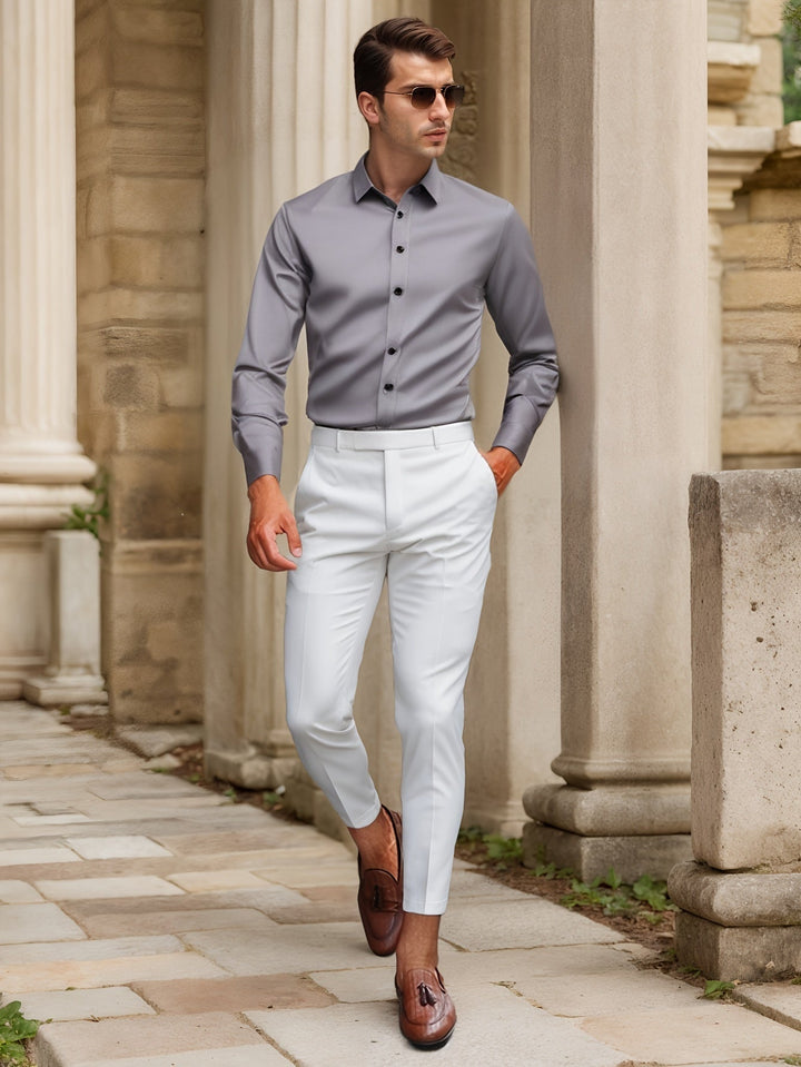 Levoire | Slimfit Stretch-Shirt Couleur Unie Raumgrey