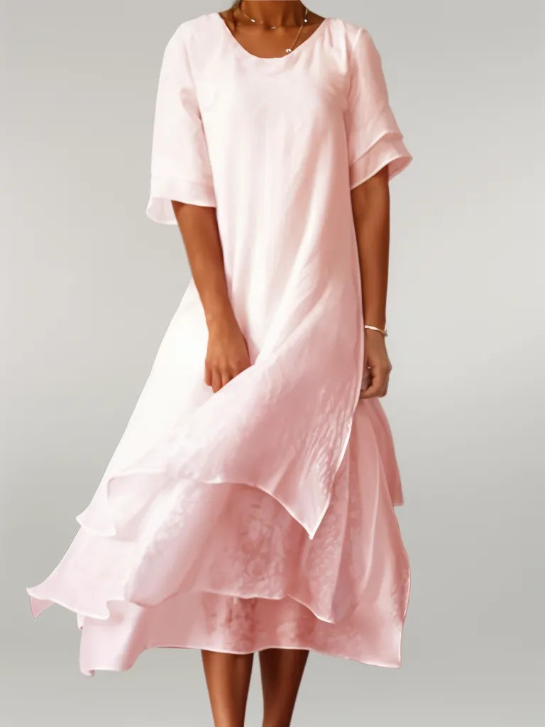 Levoire | Robe Longue Élégante En Coton Rosa