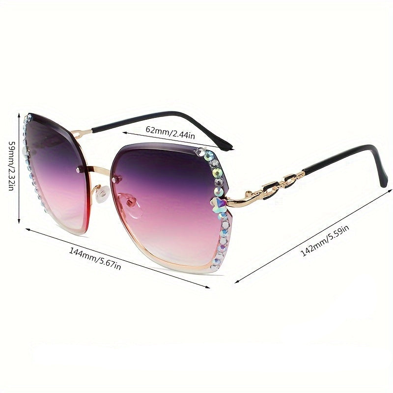 Levoire | Lunettes De Soleil Sans Contour Ornées De Cristaux Dégradés Pour Femmes