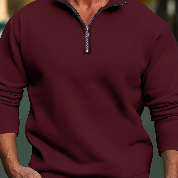 Levoire | Pull-Over En Laine Pour Hommes Légèrement Extensible Avec Col Droit Bordeaux