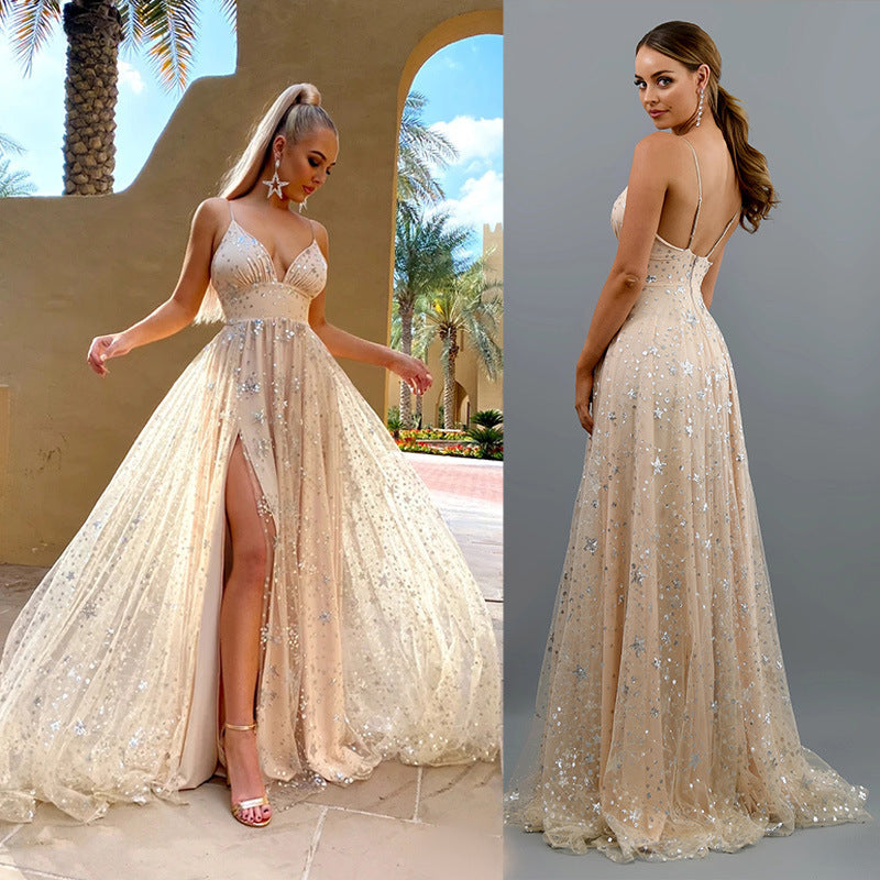 Levoire | Robe Élégante Avec Fente Imprimée Jupe Longue
