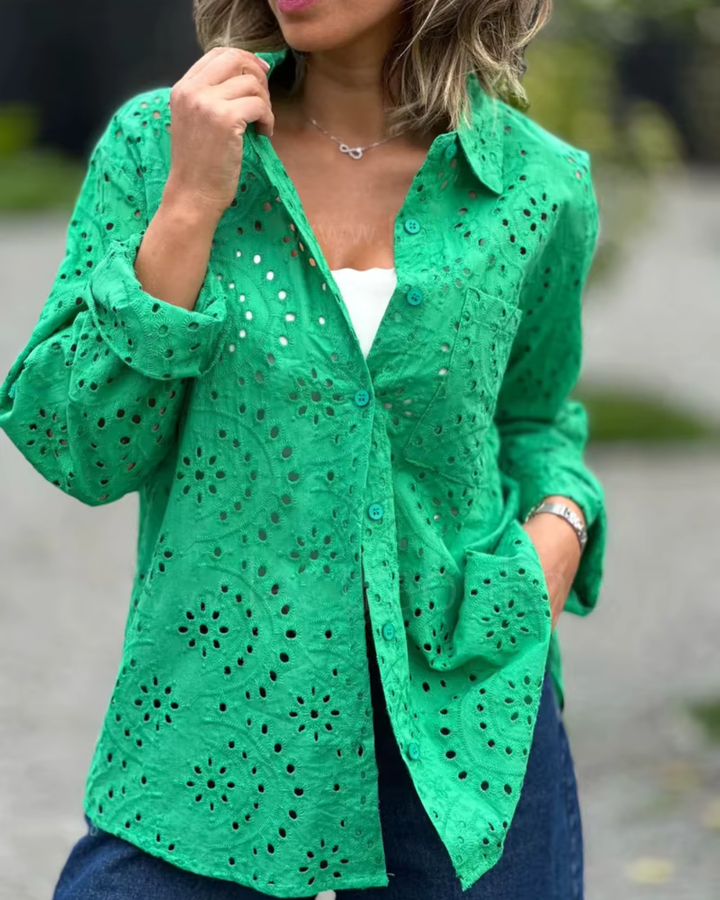 Levoire | Blouse en cotton brodée pour vos journées ensoleillées Vert
