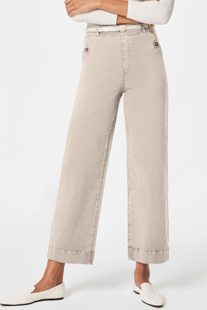 Levoire | Jean Taille Haute Avec Poches Classiques, Élégant Et Polyvalent Tan