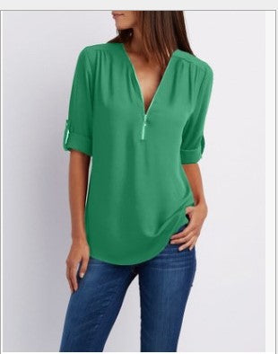 Levoire | Half Zip Blouse Vert clair