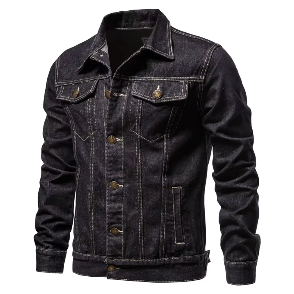 Levoire | Veste en jean délavée avec poches Noir