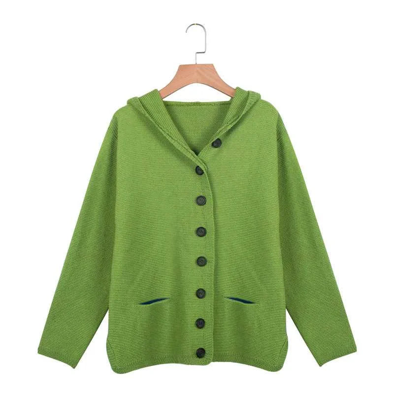 Levoire | Veste À Capuche Tricotée À Manches Longues Avec Boutons