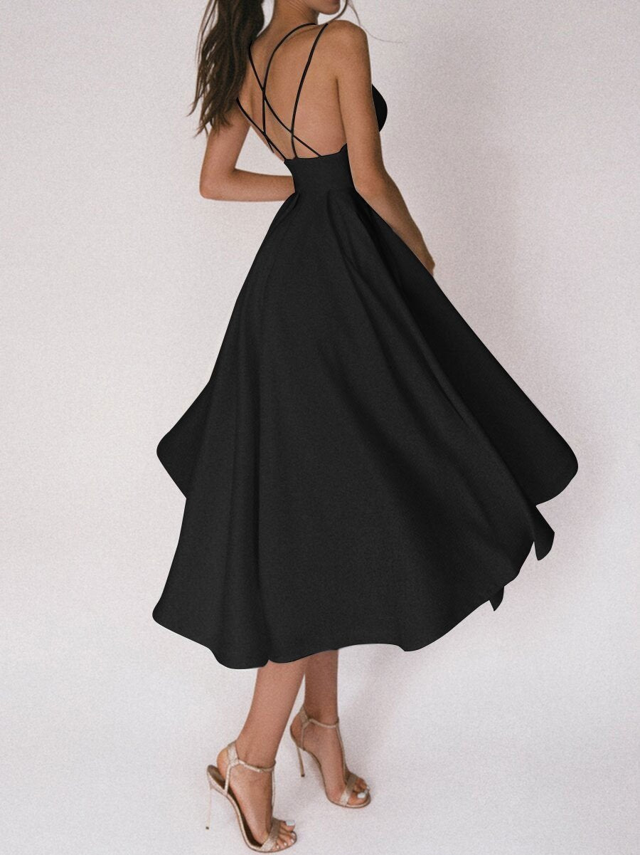 Levoire | Robe Midi Élégante Avec Bretelles Pour Femmes