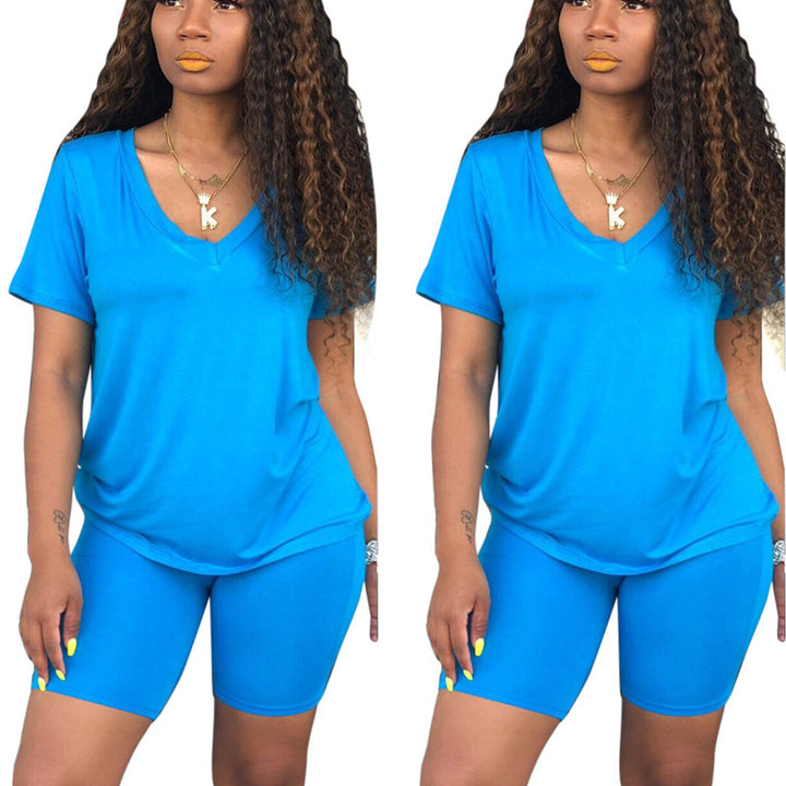 Ensemble de loisirs sportif pour femmes avec col en V et taille élastique Levoire