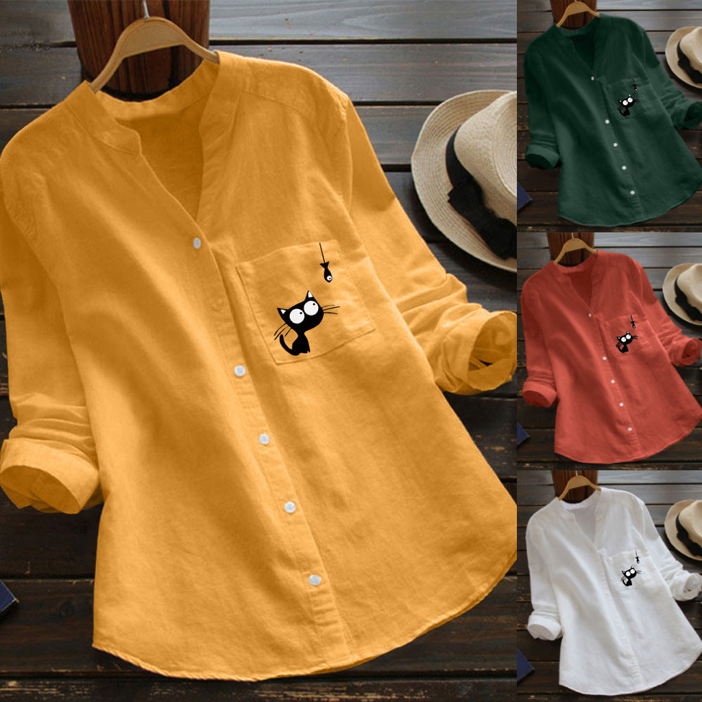 Blouse pour femmes avec motif de chat mignon Levoire