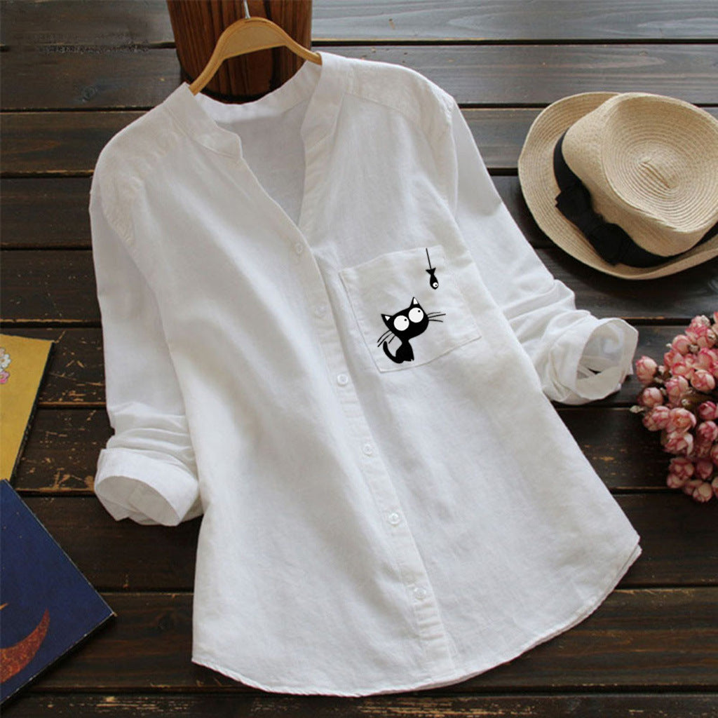 Blouse pour femmes avec motif de chat mignon Levoire