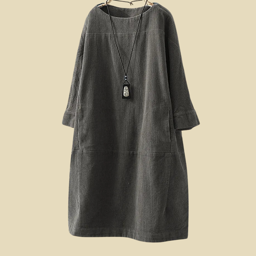 Levoire | Robe En Velours Côtelé Classique Pour Femmes Gris