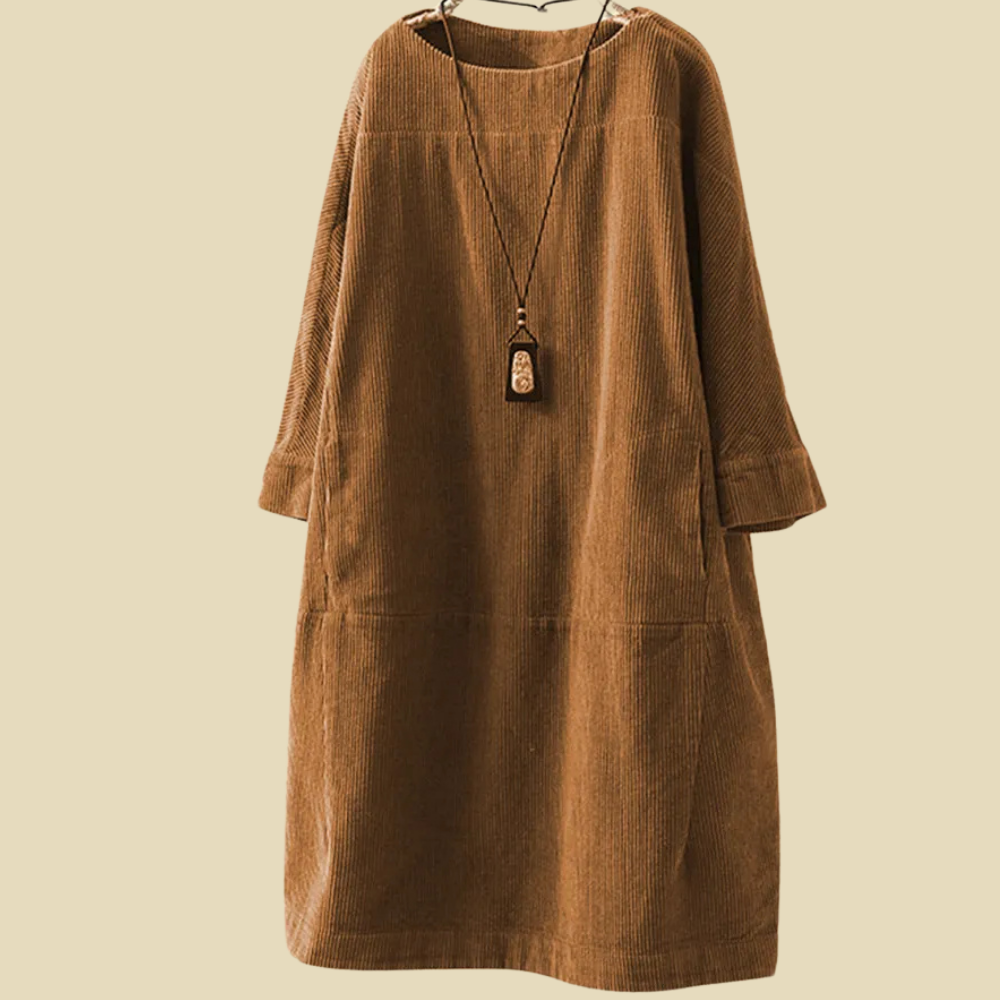 Levoire | Robe En Velours Côtelé Classique Pour Femmes Braun
