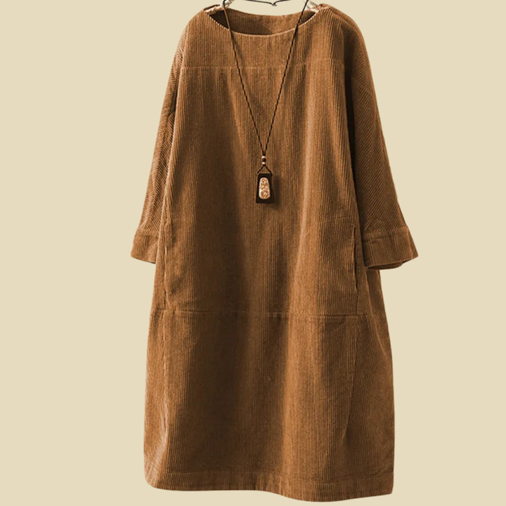 Levoire | Robe En Velours Côtelé Classique Pour Femmes Braun