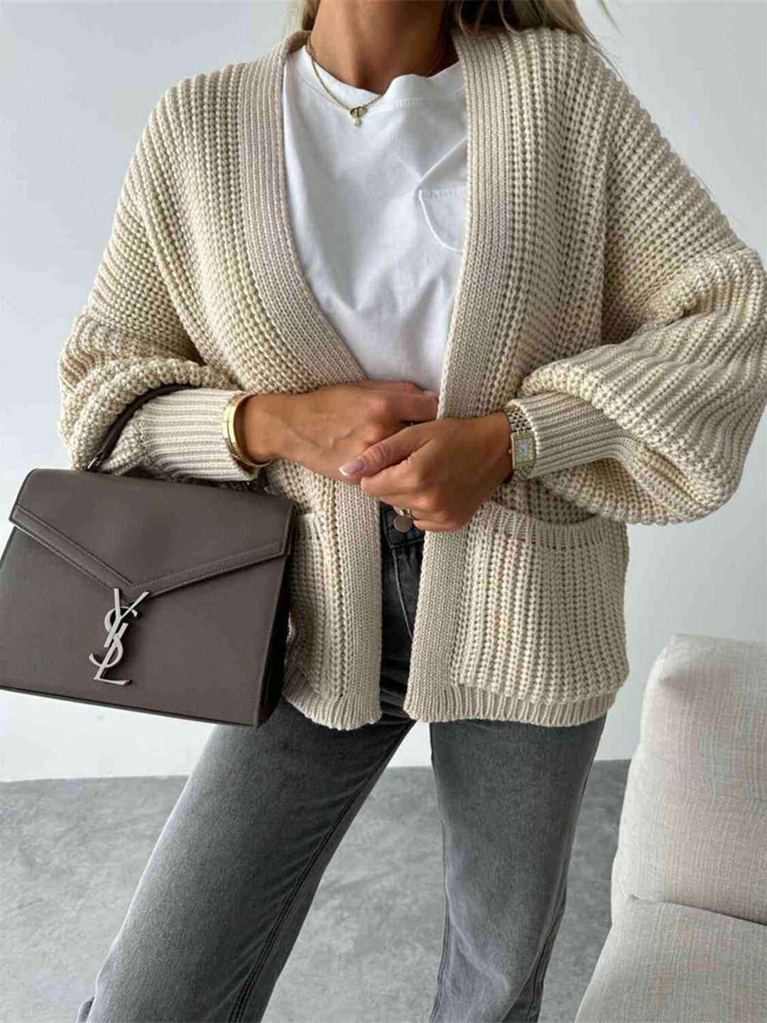 Levoire | Cardigan À Front Ouvert Avec Épaules Tombantes Pour Une Allure Décontractée