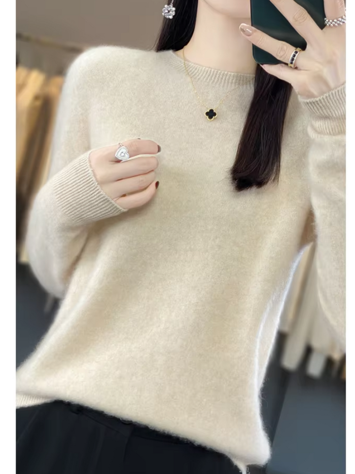 Levoire | Cachemire Pull Femme Col Rond Doux Et Élégant Pull-over Beige
