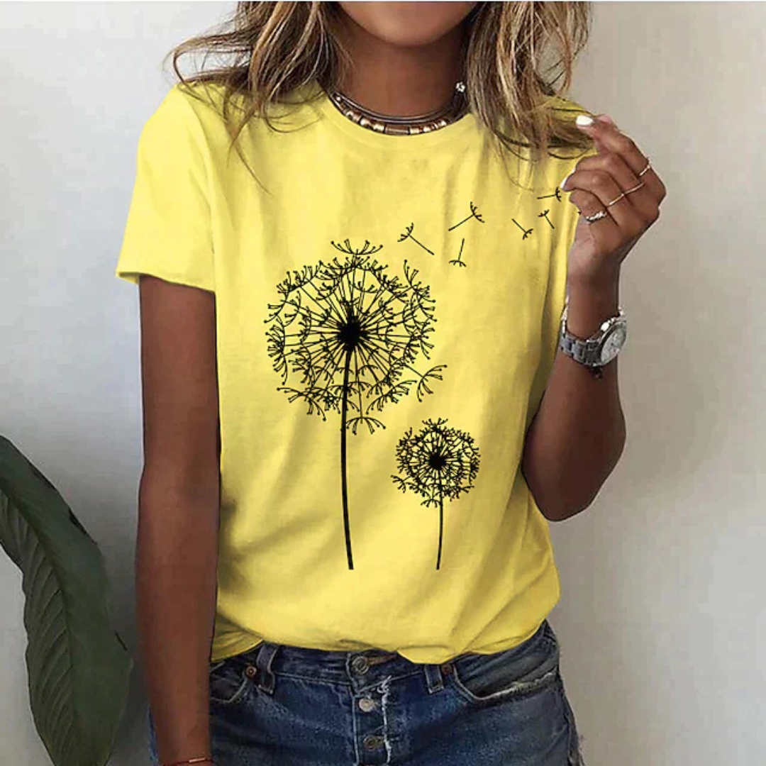 Levoire | T-Shirt à manches courtes imprimé décontracté Jaune