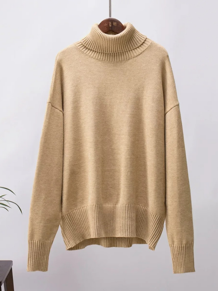 Levoire | Pull en tricot à col montant pour femmes en grandes tailles, Doux et Confortable Braun