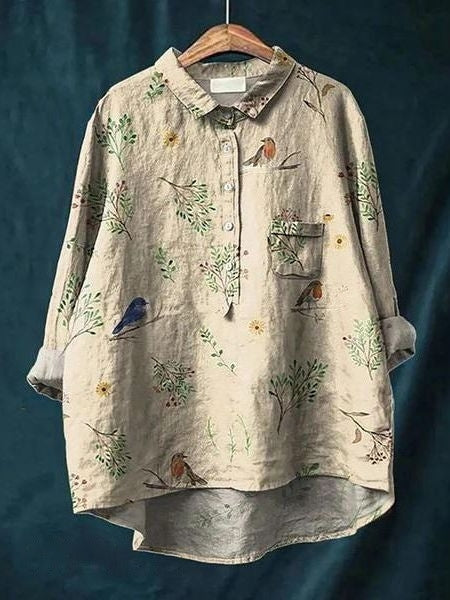 Levoire | Blouse Florale Élégante Et Polyvalente Beige Sable