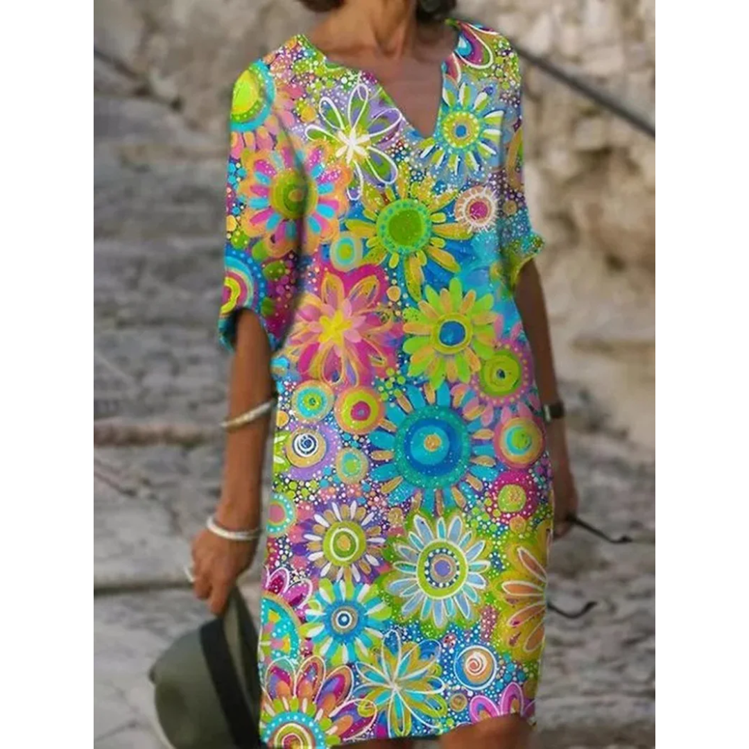 Levoire | Robe mini à imprimé floral avec décolleté en V pour dames Vert