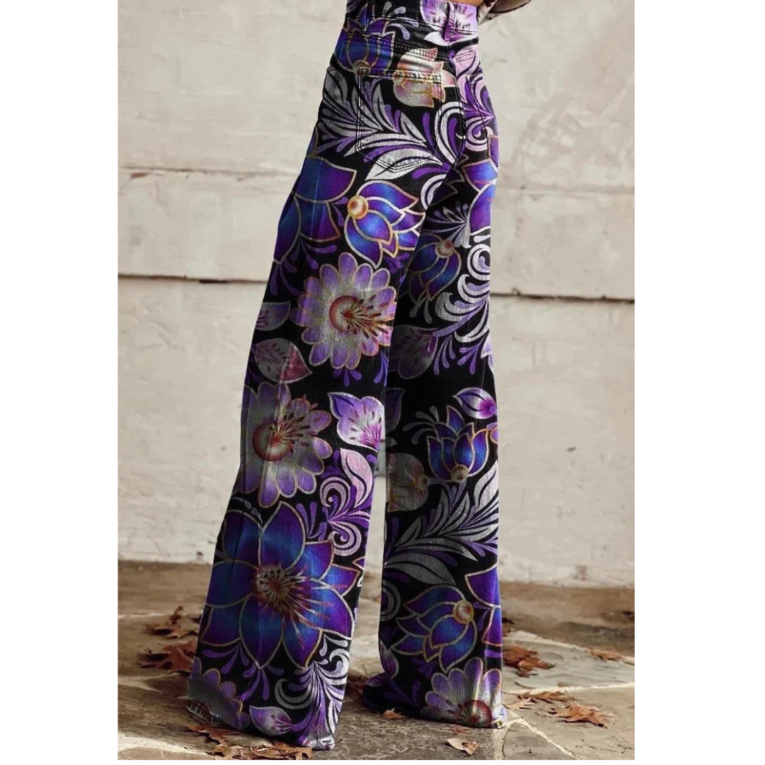 Levoire | Pantalon Large À Motif Floral Violet