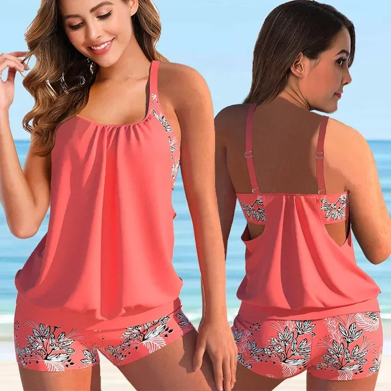 Levoire | Élégant ensemble de tankini pour femmes Rot (Fleurs)
