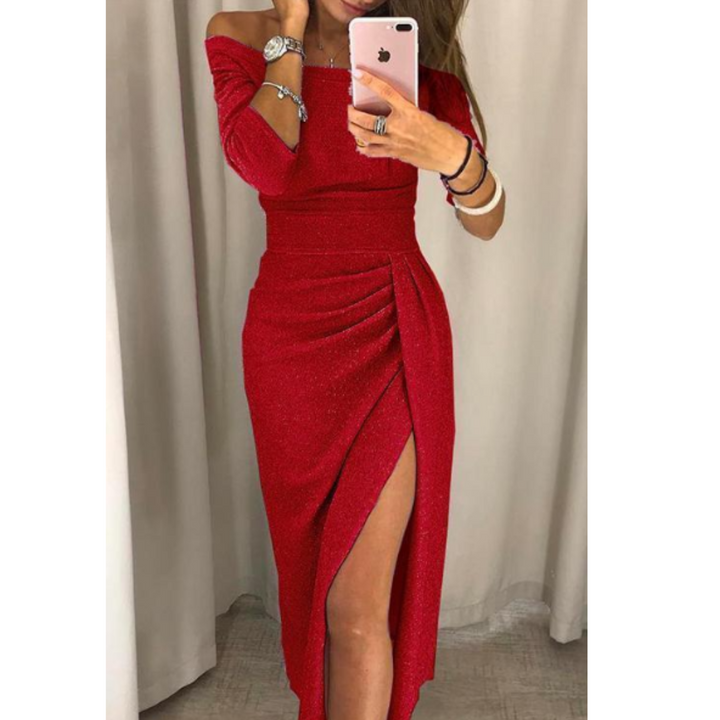 Levoire | Robe de soirée avec épaules dénudées pour femmes Rot