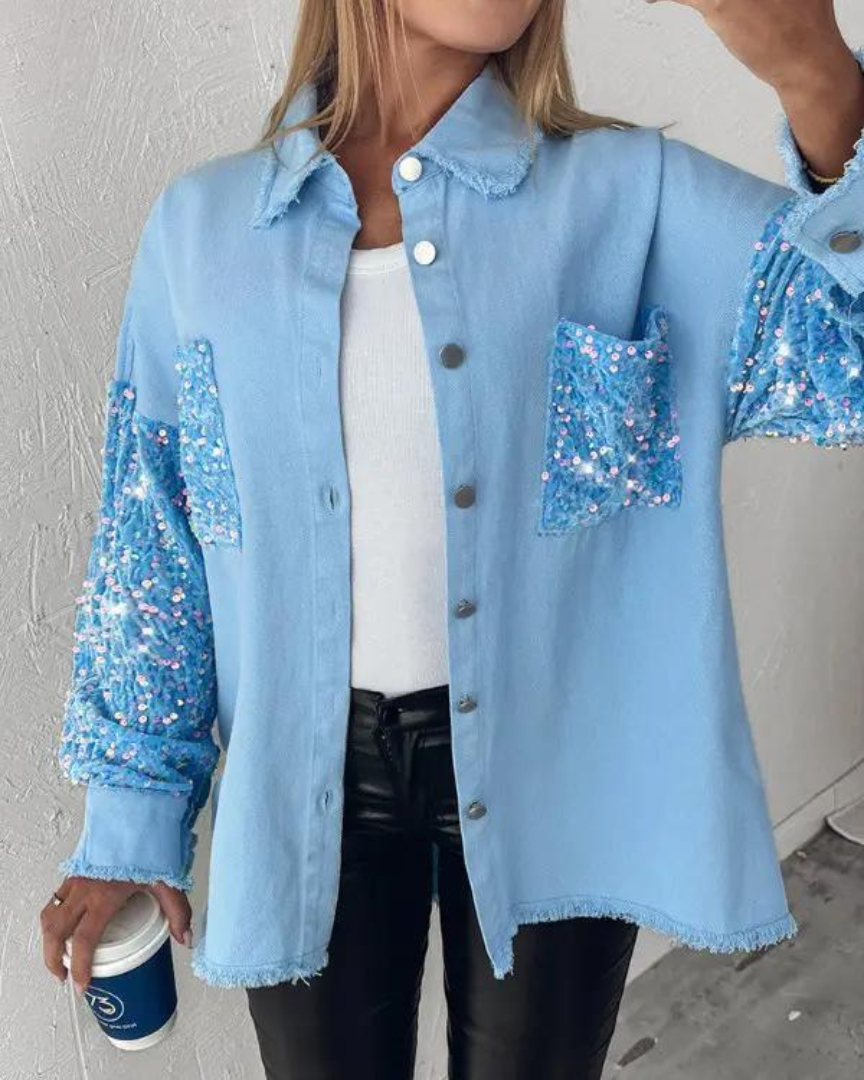 Levoire | Veste Avec Détail Pailleté Bleu clair
