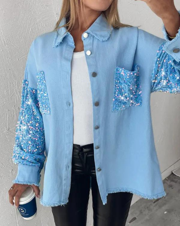 Levoire | Veste Avec Détail Pailleté Bleu clair