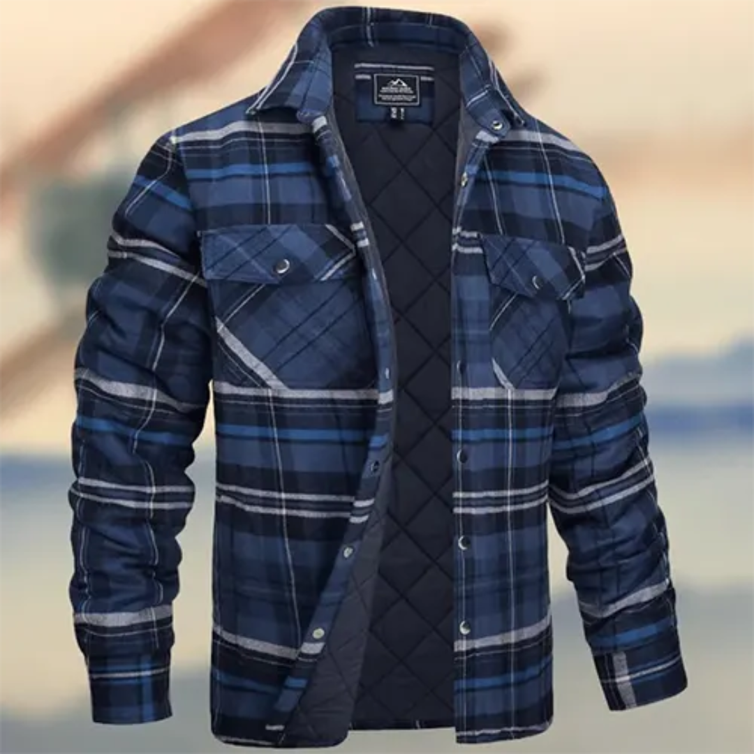 Levoire | Blouse à carreaux à manches longues Boutons en bas Bleu Noir