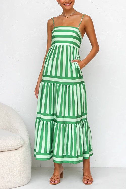 Levoire | Robe Maxi Rayée Vert