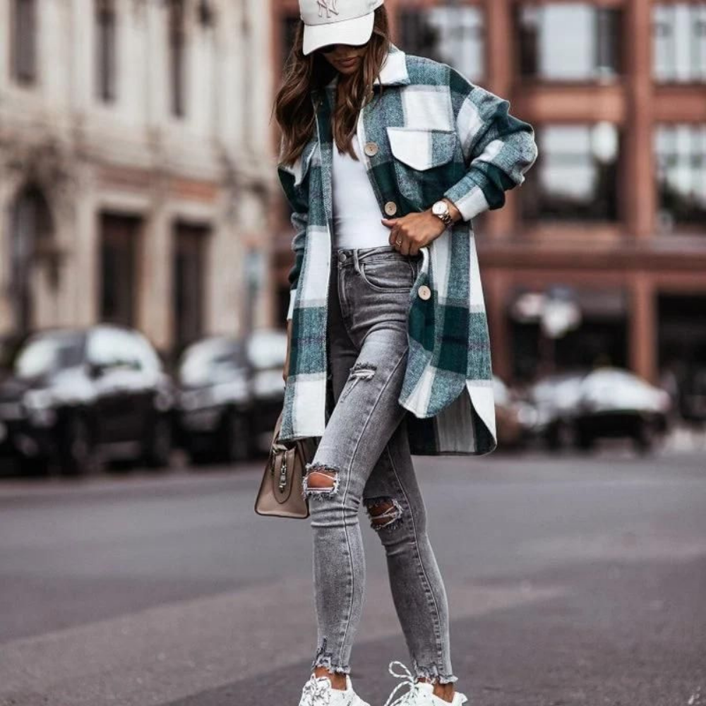 Levoire | Veste À Carreaux Pour Femmes Style Chemise Surdimensionnée Décontractée