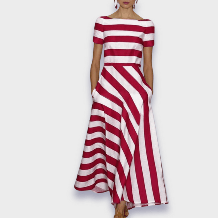 Levoire | Robe Maxi Rayée Faite Main Rouge
