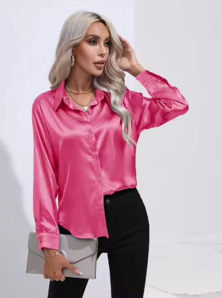 Levoire | Chemisier Luxe Avec Manches Longues Rose foncé