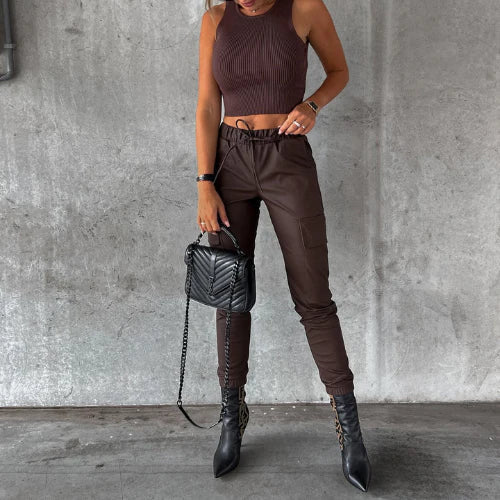 Levoire | Pantalons cargo pour femmes Brun foncé